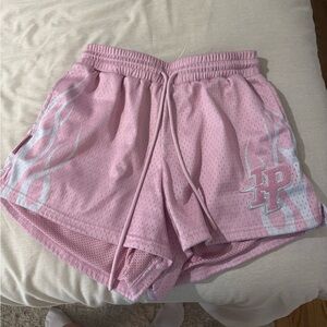 Inaka Pink Mesh Athletic Shorts with Logo
